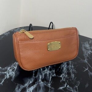 Michael Kors Clutch Makeup Leather Bag with Gold Accents AUTHENTIC